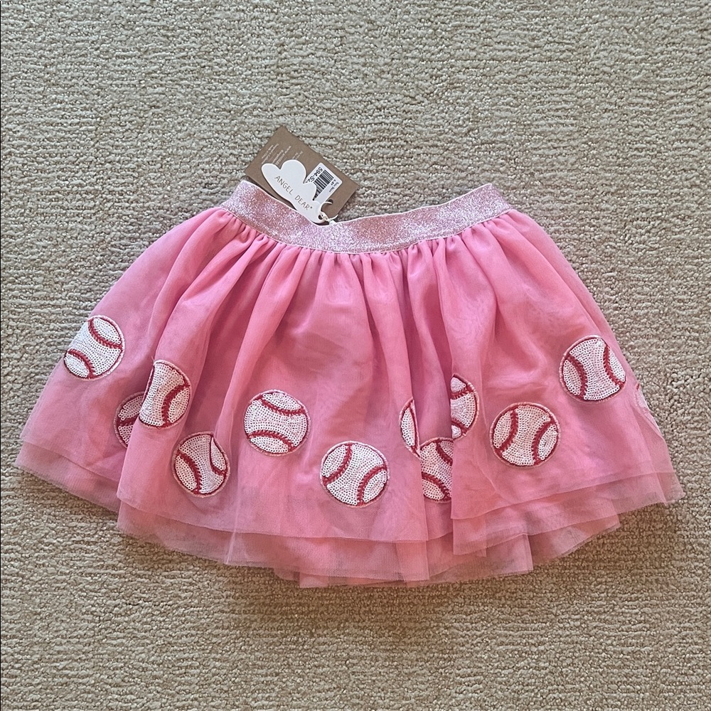 Angel Dear Pink Tulle Skirt with Baseball Design